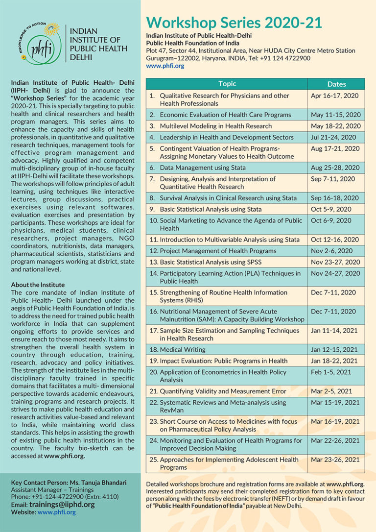 Training Programs - Public Health Foundation of India